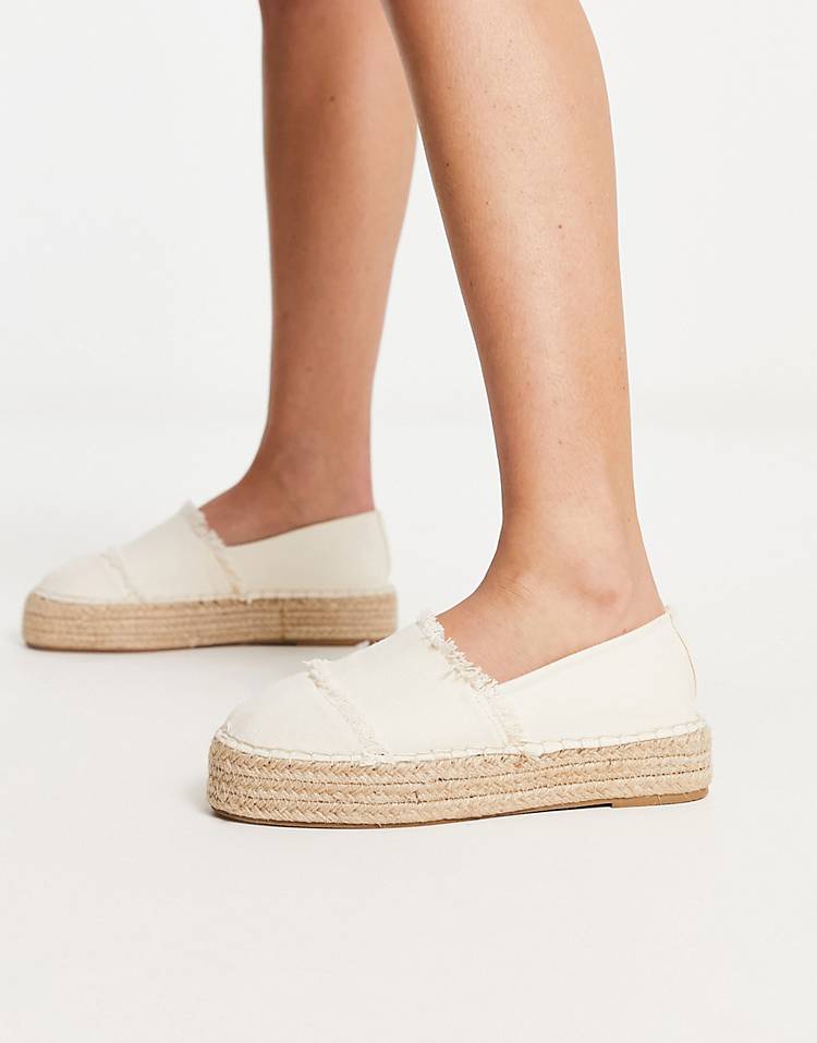 South Beach frayed espadrille in cream